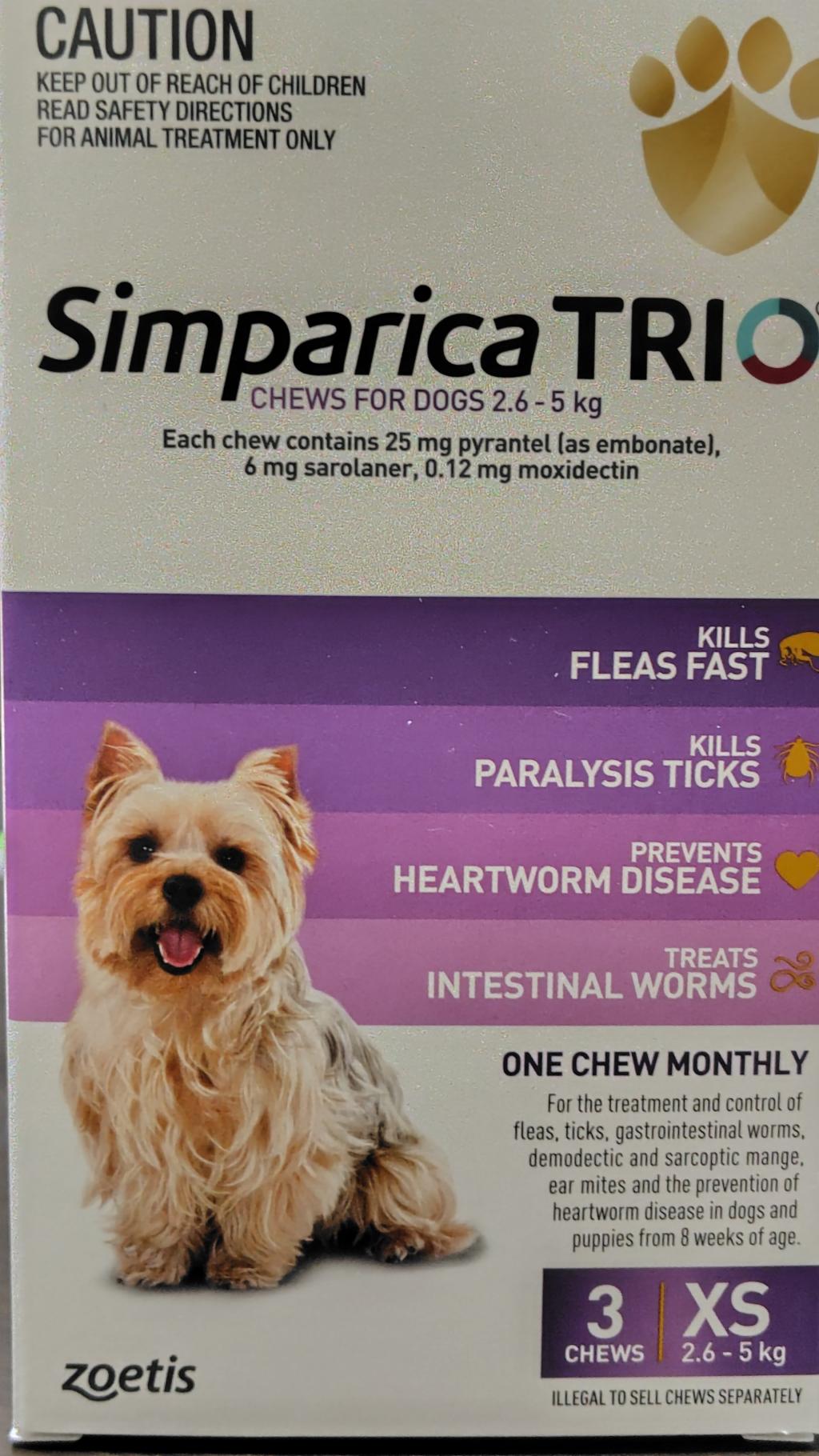 犬用　ノミダニフィラリア対策　シンパリカトリオ　2.5〜5kg用 4錠 シンパリカトリオ（2.5～5kg）通販｜フィラリア予防薬｜犬｜ペットのお